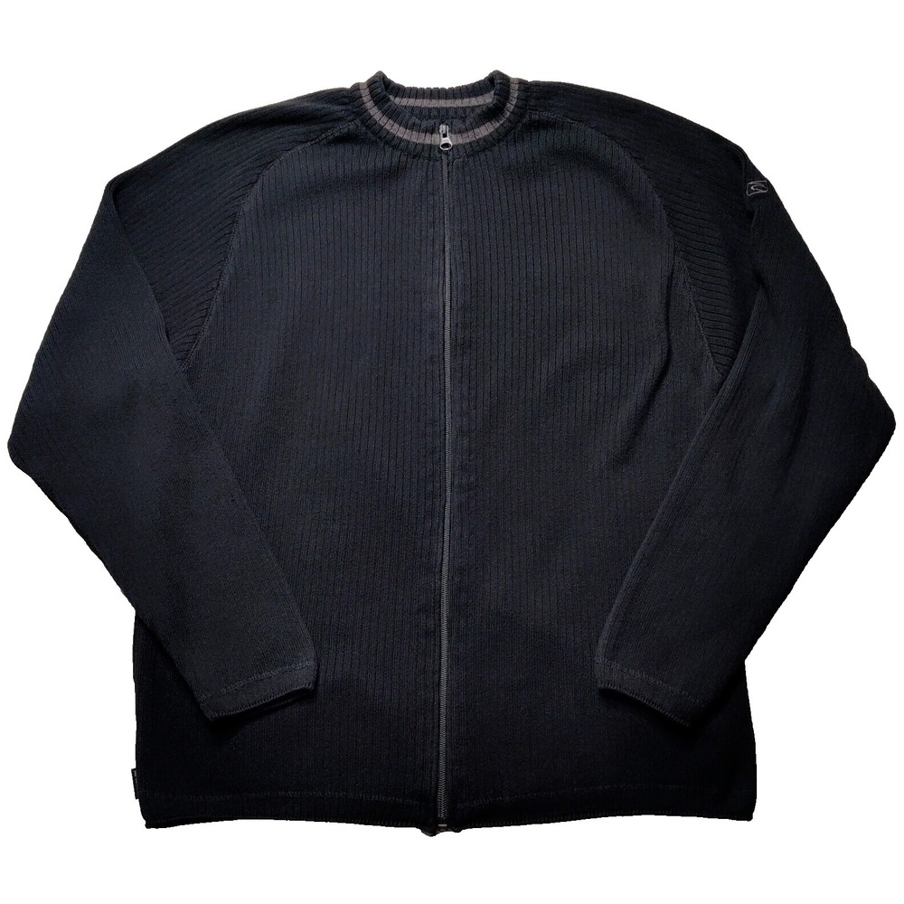 RIPCURL Men Medium Black Cotton Acrylic Blend Full Zip Long Sleeve Sweater